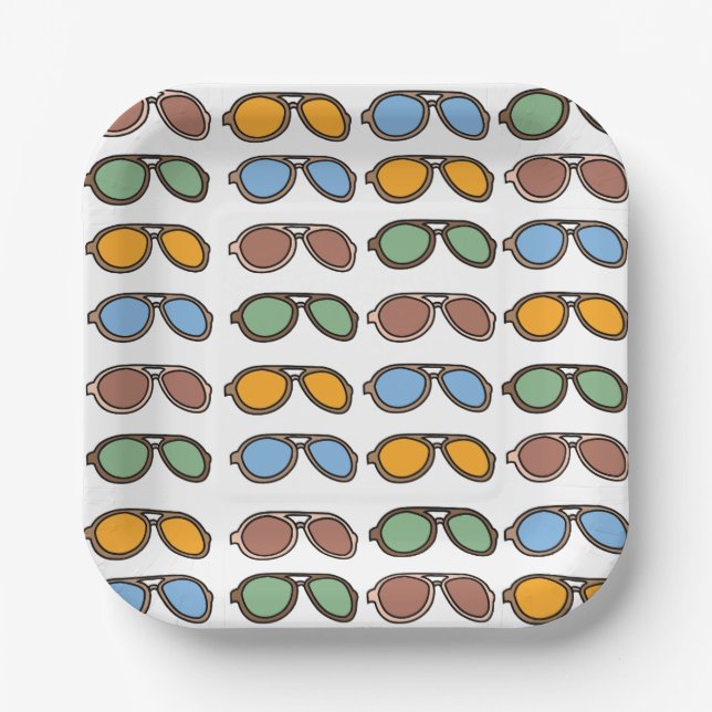 Sonnenbrille Farbenfrohe Sommersonne Pool Party Pappteller (Vorderseite)