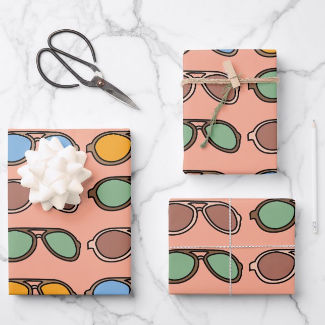 Sonnenbrille farbenfrohe Sommersonnenbrille Geschenkpapier Set (Vorderseite)