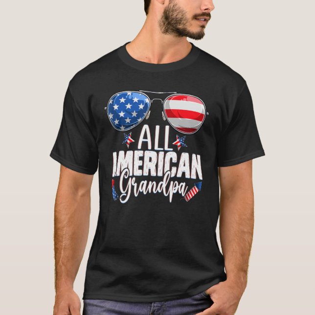 Sonnenbrille ganz Amerika Großvater 4. Juli Pawpaw T-Shirt (Vorderseite)