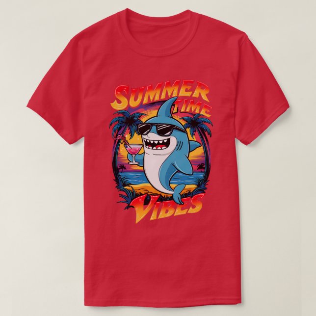 Sonnenbrille in den Sommerzeiten vibes TShirt trag (Design vorne)