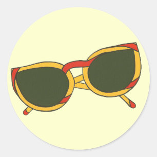 Sonnenbrille in Gelb und Rot auf Aufklebern Runder Aufkleber