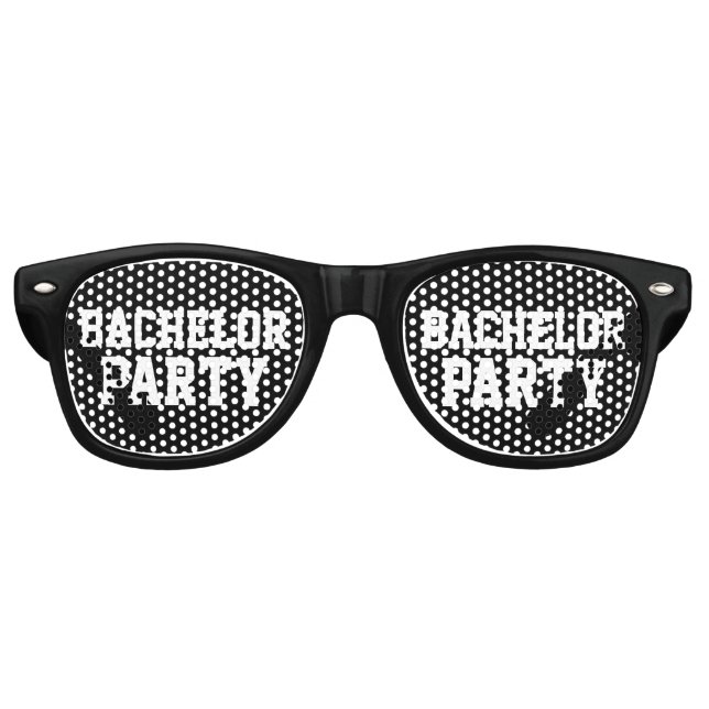 Sonnenbrille in schwarzen Bachelor-Partyschirmen (Vorderseite)