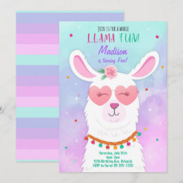 Sonnenbrille Llama Kindergeburtstag Einladung