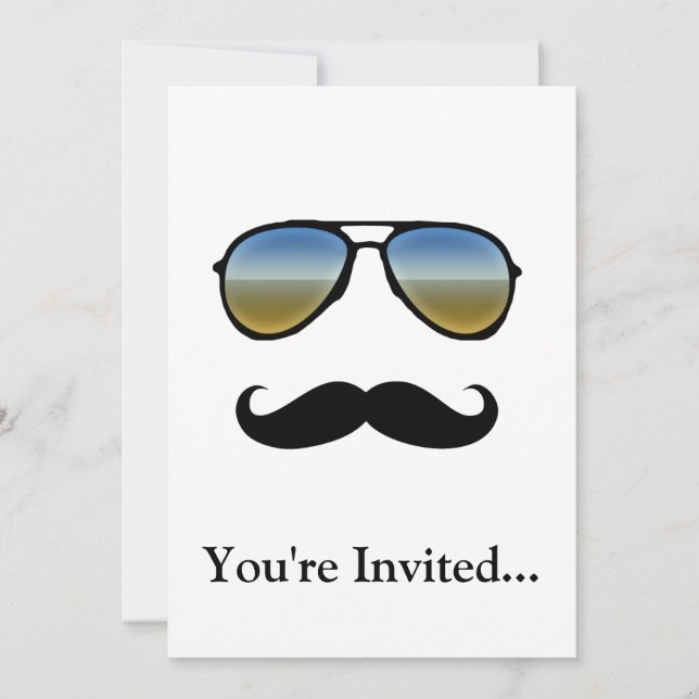 Sonnenbrille mit Mustache Einladung (Vorderseite)