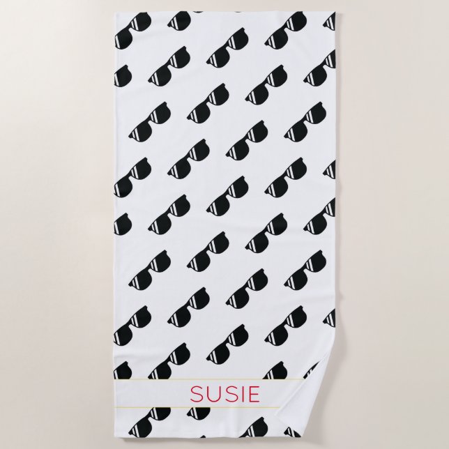 Sonnenbrille Muster NAME School Colors Grad Fun Strandtuch (Vorderseite)