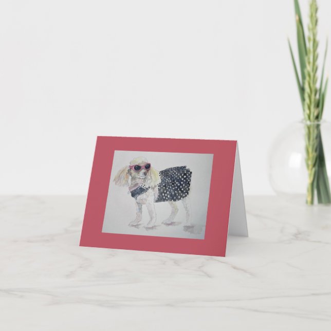 Sonnenbrille Poodle Mitteilungskarten (Vorderseite)
