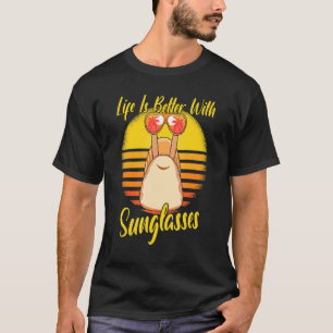 Sonnenbrille Retro Sunset Beach Vacation Snail T-Shirt