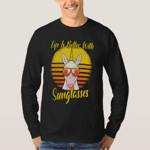 Sonnenbrille Retro Sunset Beach Vacation Unicorn T-Shirt