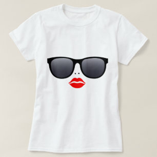 Sonnenbrille & Rote Lippen - T - Shirt