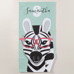 Sonnenbrille Schwarz-weiß Zebra Pink Flamingo Name Strandtuch