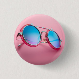 Sonnenbrille themed Design, pink cool Button