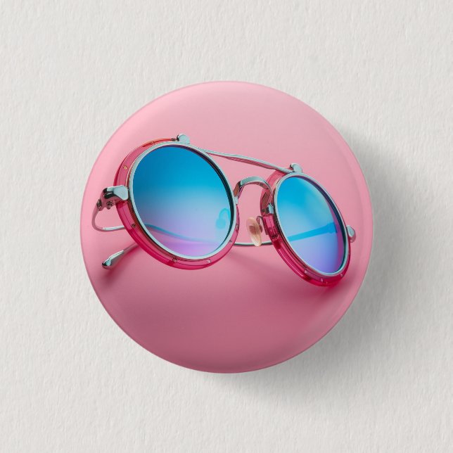 Sonnenbrille themed Design, pink cool Button (Vorderseite)
