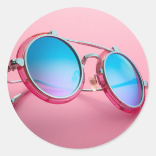 Sonnenbrille themed Design, pink cool Runder Aufkleber
