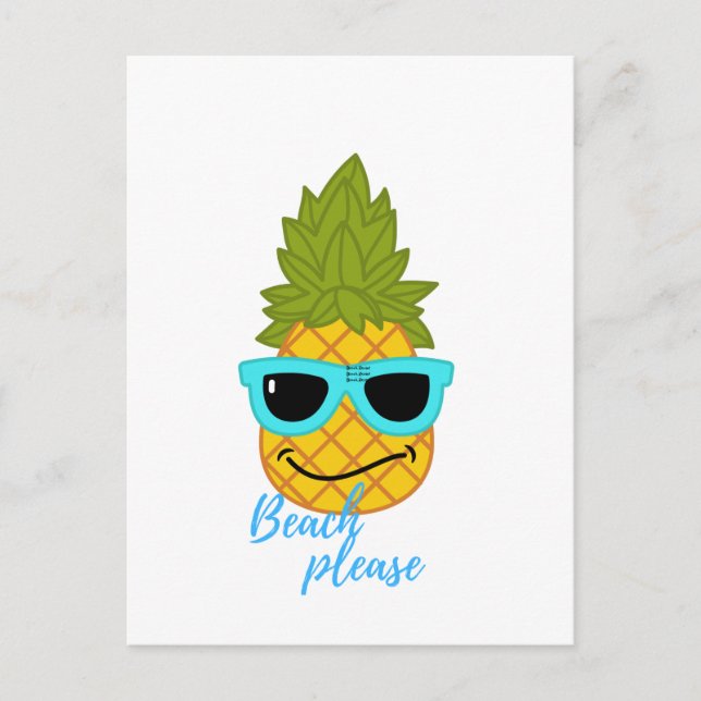 Sonnenbrille und Ananas-Kälte Postkarte (Vorderseite)