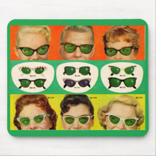 Sonnenbrille und Bild der 50er Jahre Mousepad