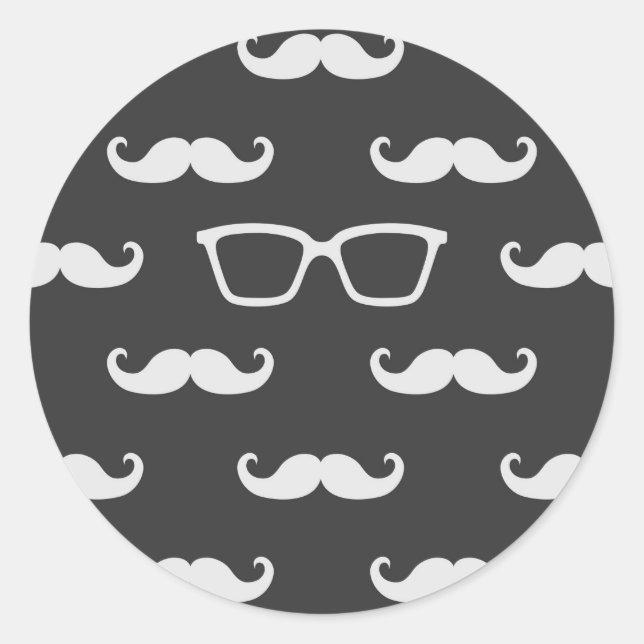 Sonnenbrille und Mustache Runder Aufkleber (Vorderseite)