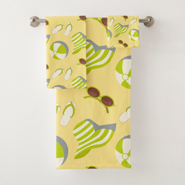 Sonnenbrille und Sonnenhut mit klarem Strandbild Badhandtuch Set (Insitu)