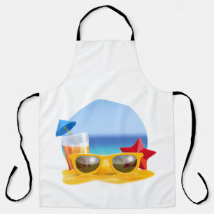 Sonnenbrille und Strandlandschaft für den Sommer Schürze