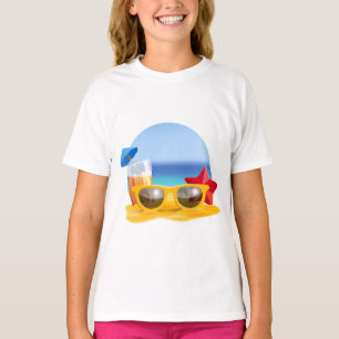 Sonnenbrille und Strandlandschaft für den Sommer T-Shirt
