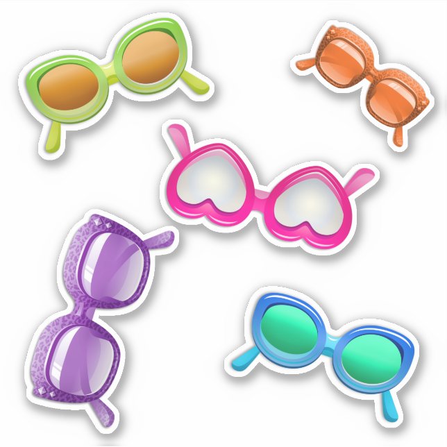 Sonnenbrillen geformt Summer Gastgeschenk Stickers Aufkleber (Vorderseite)