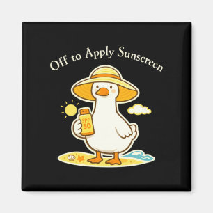 Sonnencreme auftragen Gans Lustiger Sommer Humor Magnet