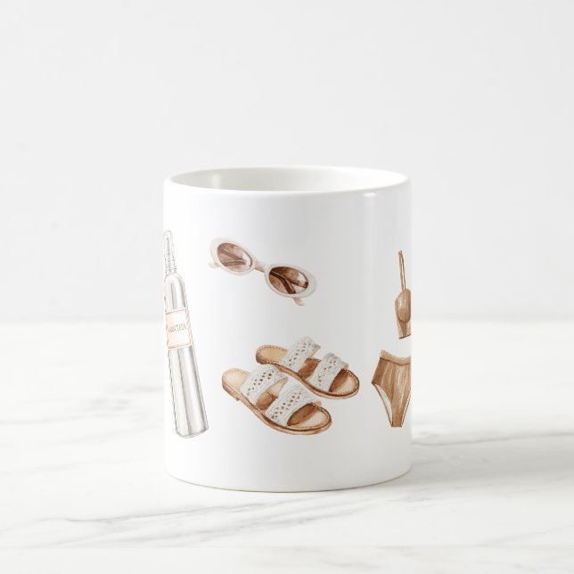 Sonnencreme Badeanzug Sandalen Kaffeetasse (Mittel)