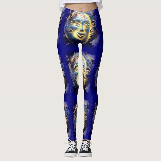 Sonnencreme Gesicht dunkelblau Leggings (Vorderseite)