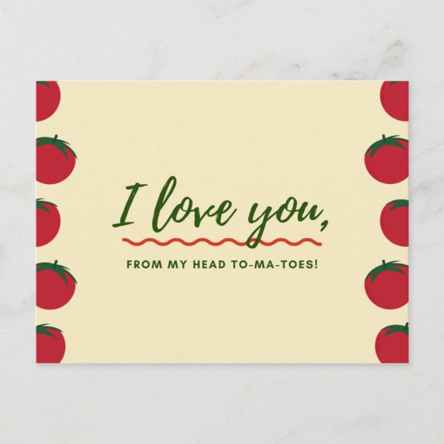 Sonnencreme und Rote Tomaten Postkarte (Vorderseite)