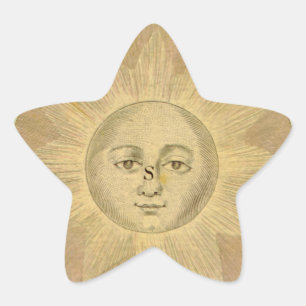 Sonnendetail aus der Antiquitätenkarte von Bowles, Stern-Aufkleber