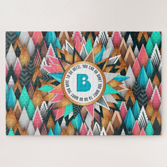 Sonnendurchbruch-Monogramm-modische geometrische Puzzle (Horizontal)