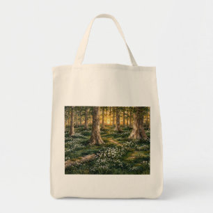 Sonnendurchfluteter Wald-Wildblumenwald Tragetasche