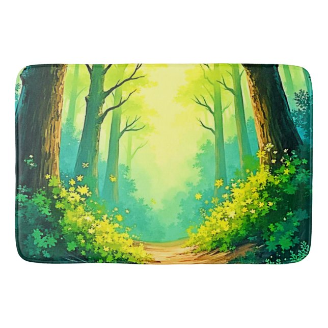 Sonnendurchfluteter Waldweg Badematte (Vorderseite)