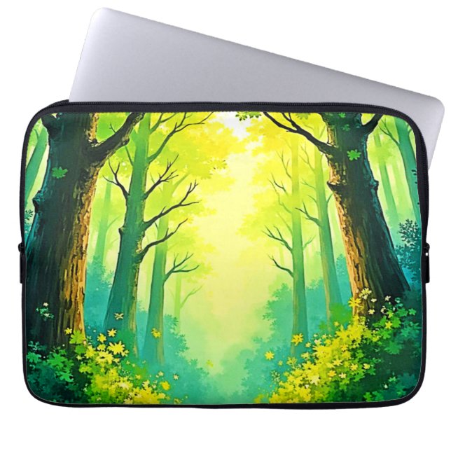 Sonnendurchfluteter Waldweg Laptopschutzhülle (Vorderseite)