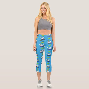Sonnendute mit Schirm tanzender Cartoon Capri Leggings