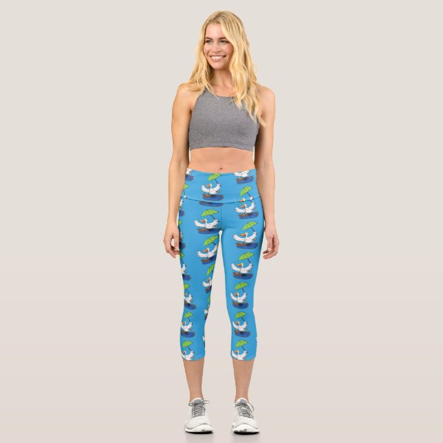 Sonnendute mit Schirm tanzender Cartoon Capri Leggings (Vorderseite)