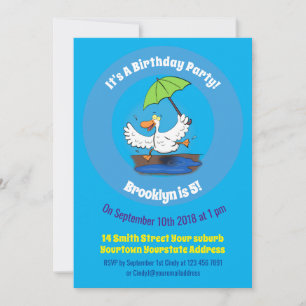 Sonnendute mit Schirm tanzender Cartoon Einladung