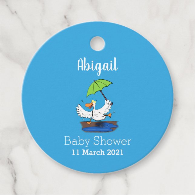 Sonnendute mit Schirm tanzender Cartoon Geschenkanhänger (Vorderseite)