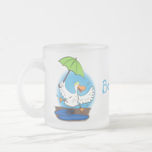 Sonnendute mit Schirm tanzender Cartoon Mattglastasse