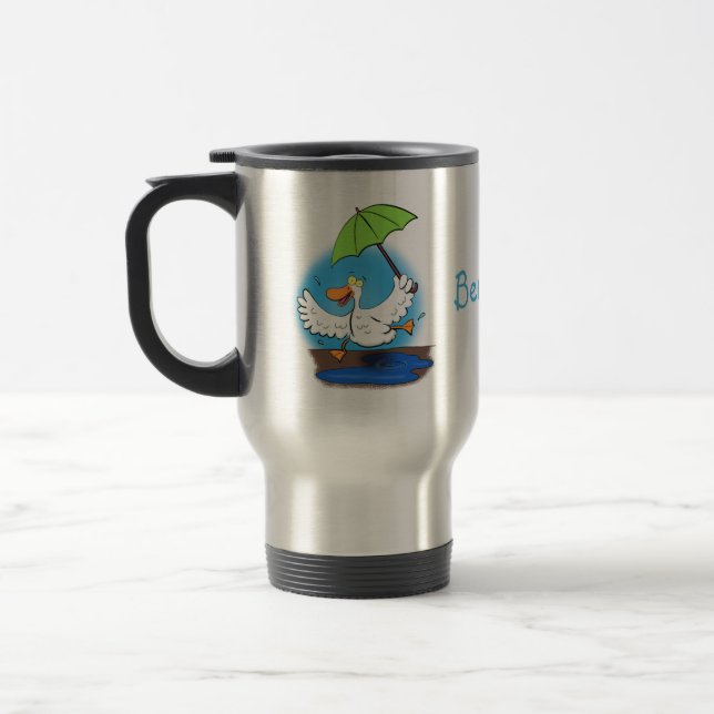 Sonnendute mit Schirm tanzender Cartoon Reisebecher (Links)