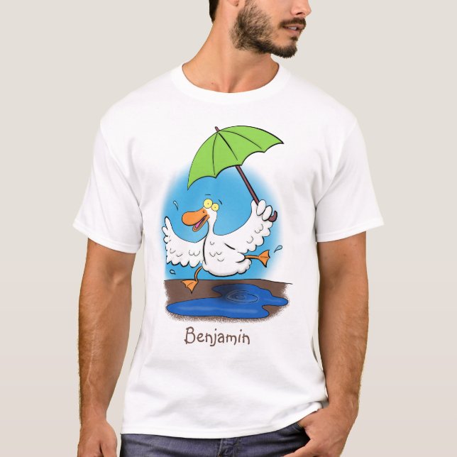 Sonnendute mit Schirm tanzender Cartoon T-Shirt (Vorderseite)
