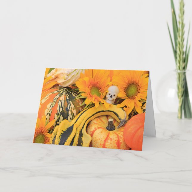 Sonnenelett, Kürbiskröte, Sonnenblume, Halloween Karte (Vorderseite)
