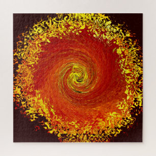 Sonnenexplosionsgelb-orangefarbenes abstraktes Mus Puzzle