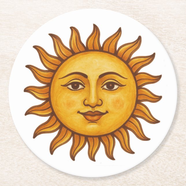 Sonnenface Runder Pappuntersetzer (Vorderseite)