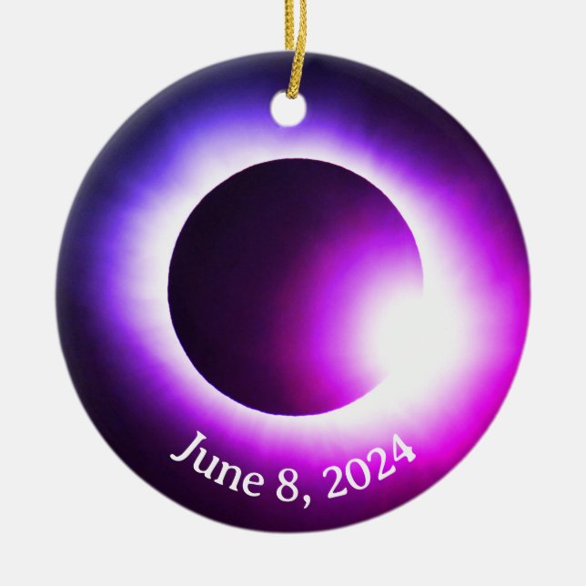 Sonnenfinsternis 2024, 8. April Keramik Ornament (Vorne)