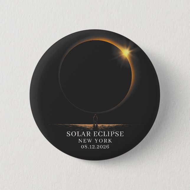 Sonnenfinsternis 2026 Himmelsastronomie Button (Vorderseite)