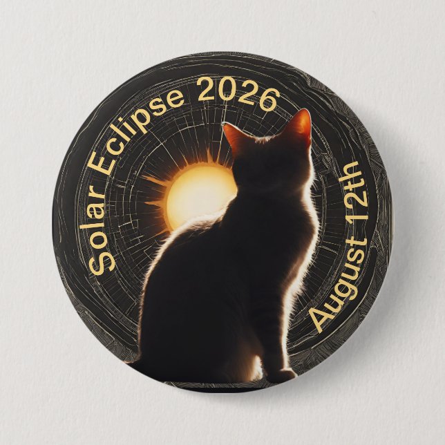 Sonnenfinsternis 2026 Sonnenkatze Button (Vorderseite)