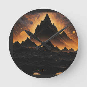 Sonnenfinsternis-Berg Kosmische Landschaft Uhr