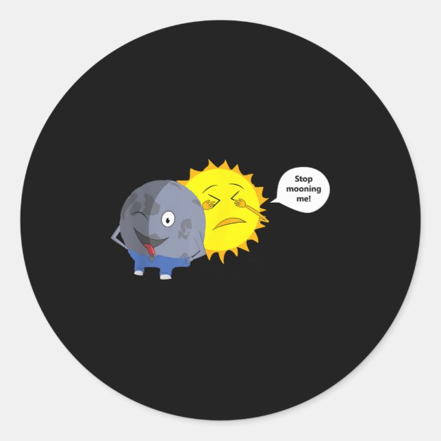 Sonnenfinsternis Cartoon Runder Aufkleber (Vorderseite)