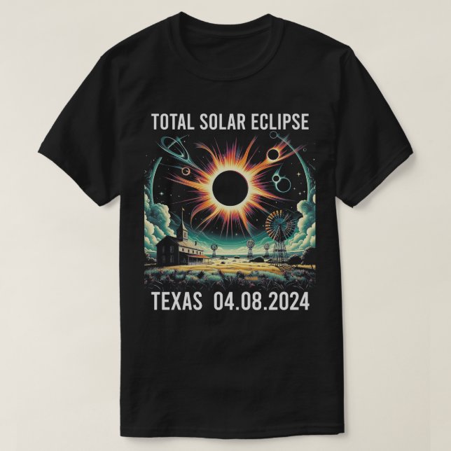 Sonnenfinsternis insgesamt am 8. April 2024 T-Shirt (Design vorne)