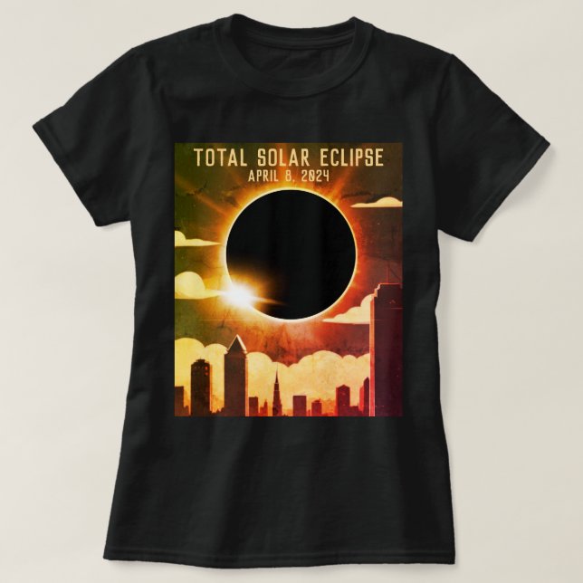 Sonnenfinsternis insgesamt CITY 8. April 2024 Sonn T-Shirt (Design vorne)